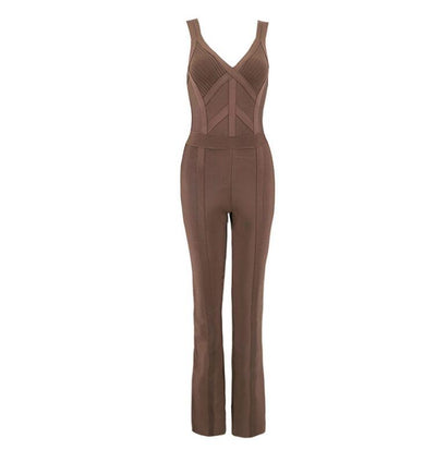 Bandage Jumpsuits Women Sexy Sleeveless Boot Cut Rompers Bodycon Overalls Summer Club Party Long Bodysuits