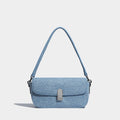 Fashion Women's Denim Shoulder Bag Blue  Small Underarm Clutch Handbag  Simple Stylish Flap Crossbody Purse