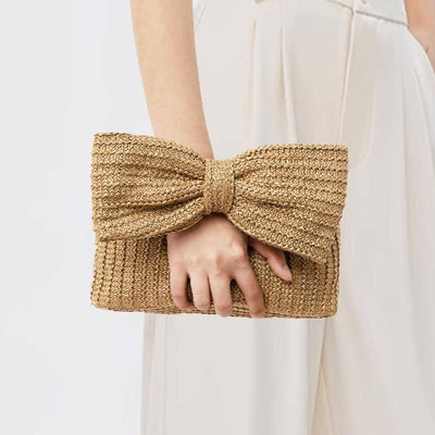 Bow woven handbag, cross-border small handbag, hand-held bag