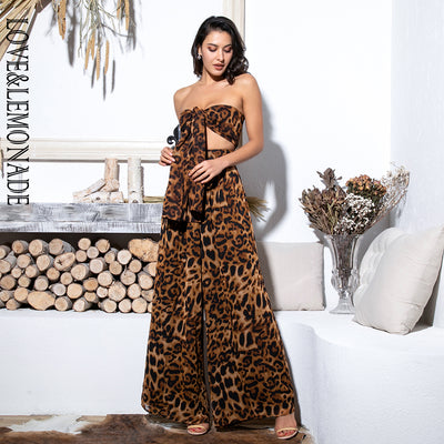 Lemonade Sexy Two-Pieces Leopard Chiffon High Waist Sets