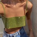 Ladies Summer New Sexy Sling Metal Rhinestone Vest Top