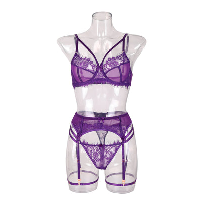 French style lingerie lace sexy suit purple