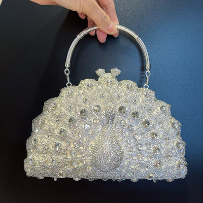 Large Peacock Diamond Set Banquet Bag Luxury Diamond Handbag European and American Banquet Handbag Crossbody Bag