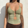 Cutout Front Navel Slim Fit Sling Top