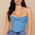 Women's Sexy Pile Collar Satin Fishbone Pleated Camisole Tops