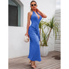 Dress Summer New Women's Temperament Slit Pleated Suspender Evening Dress