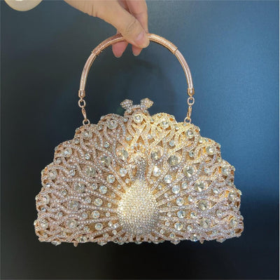 Large Peacock Diamond Set Banquet Bag Luxury Diamond Handbag European and American Banquet Handbag Crossbody Bag