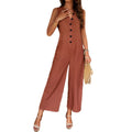 European and American women's spring and summer elegant and pure color jumpsuit pants