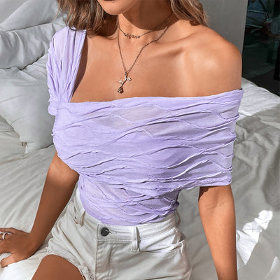 Summer Women's Tops Pure Desires Sexy Babes Pleated Ladies Shirts