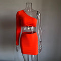 women sets one shoulder orange and green two pieces sets sexy tops and skirts tracksuits matching sets