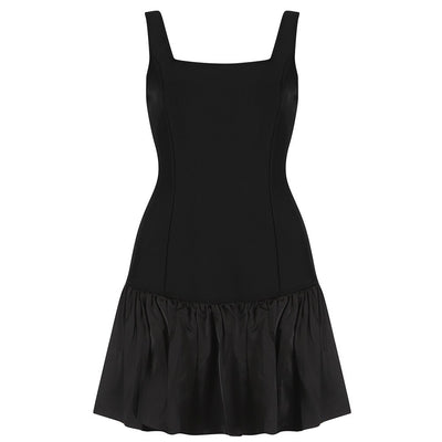 New Black Sling Bandage Dress Sexy Party Dress Temperament Ruffle Dress