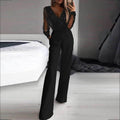 European and American women's mesh powder patchwork jumpsuit