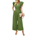 European and American Amazon spring and summer temperament solid color top jumpsuit