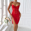 Strap lace hollow sexy slim fit spicy girl dress fashionable and sexy lingerie two-piece set