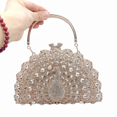 Large Peacock Diamond Set Banquet Bag Luxury Diamond Handbag European and American Banquet Handbag Crossbody Bag