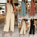 European and American women's spring and summer elegant and pure color jumpsuit pants