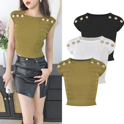 Short Vest Crop Tops Slim Elastic Elegant