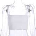 Bandage Straps Solid White Top Ladies Summer Beach Camisole Tank Top Sleeveless Women Bralette Crop Tops