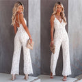 Spring And Summer Cross-Border Women's Solid Color Lace Jumpsuit Sexy Backless High Waist Suspender Jumpsuit